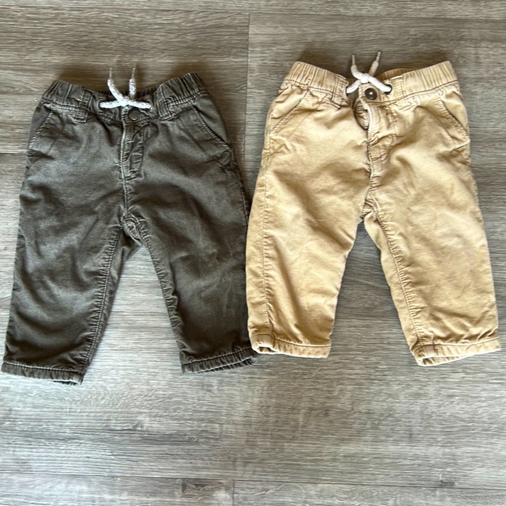 Set of 2- Baby Gap cuduroy- knit lined pants. Size 6-12 months.